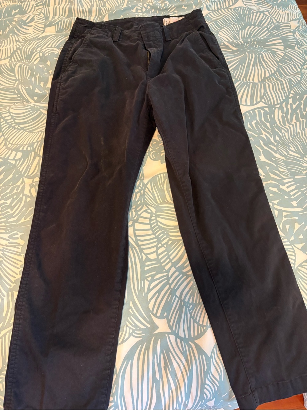 GAP Women's Navy Straight-Leg Cotton Trousers